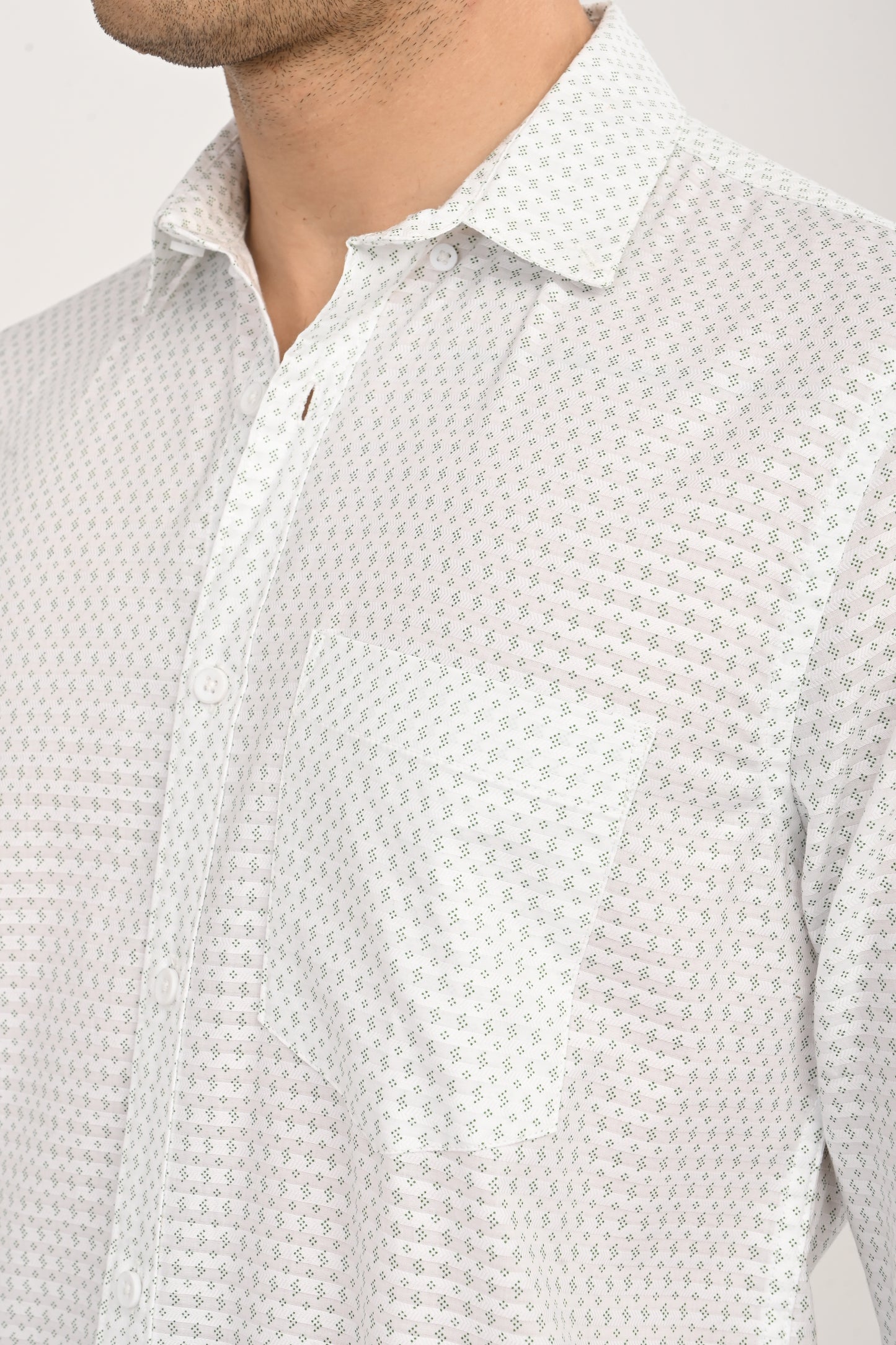 White Cotton Slim Fit Floral Print Shirt