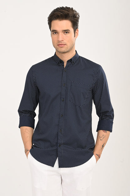 The Navy Micro-Dot Shirt