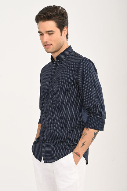 The Navy Micro-Dot Shirt