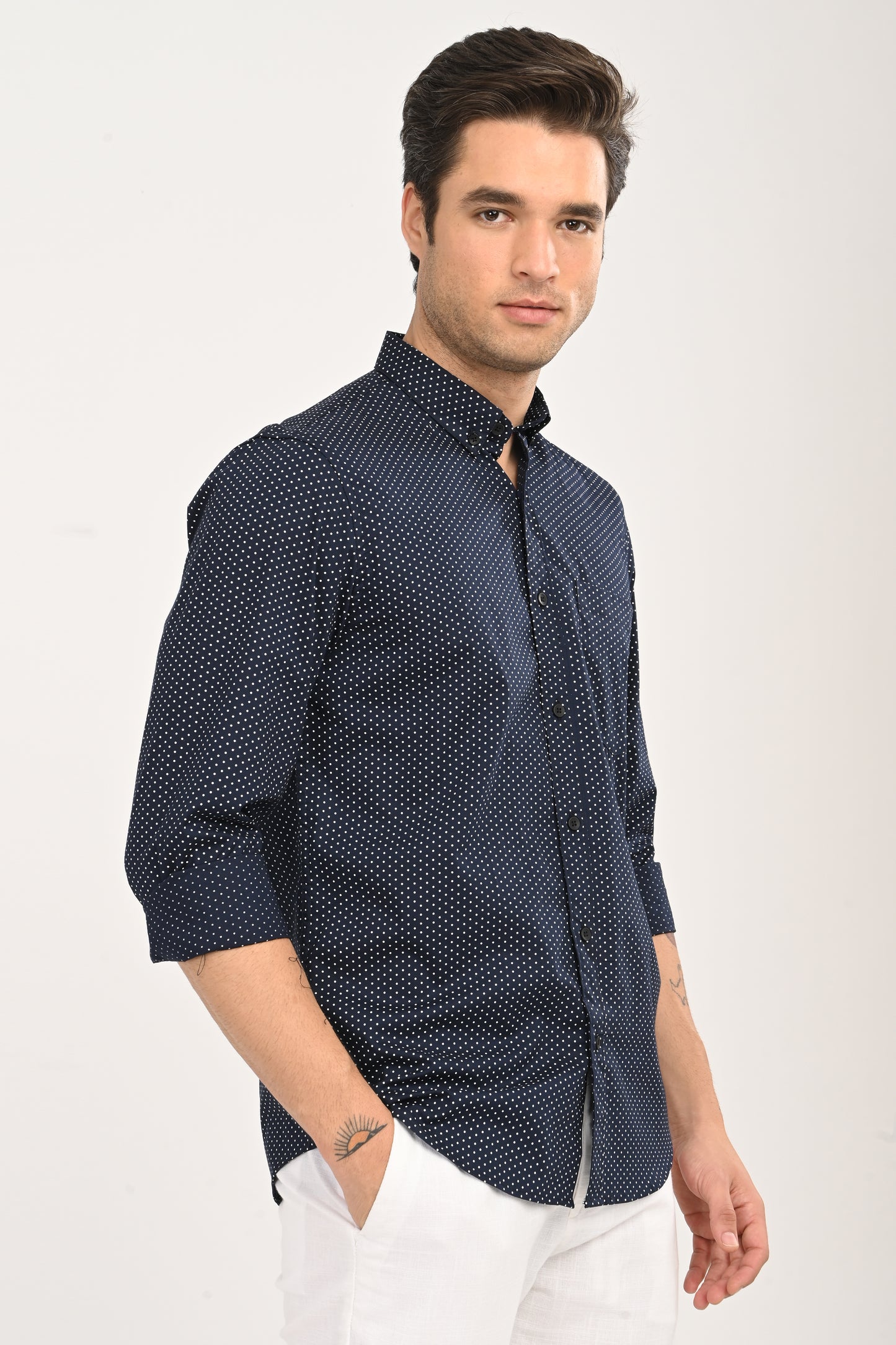 The Navy Micro-Dot Shirt