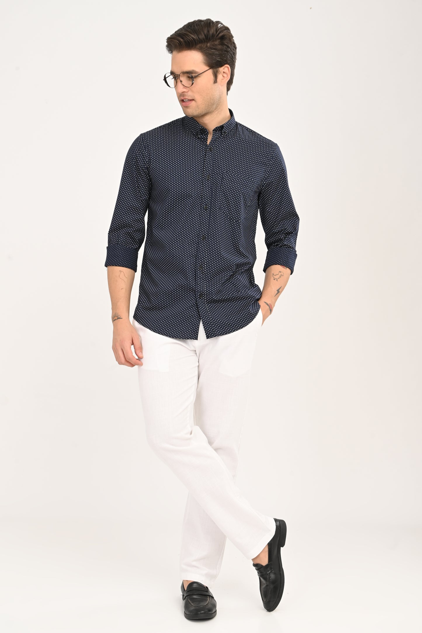 The Navy Micro-Dot Shirt